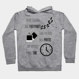 Travel Rules Footprints, Photos and Time Hoodie